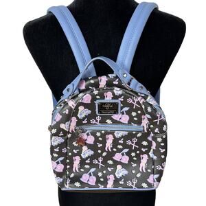Valfre Loungefly Backpack Lucy Art AllOver Print Mini Black Pink Purple 12.5"x9"